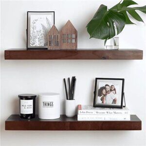 24inch Walnut Floating Shelves for Wall, High End Solid Real Wood